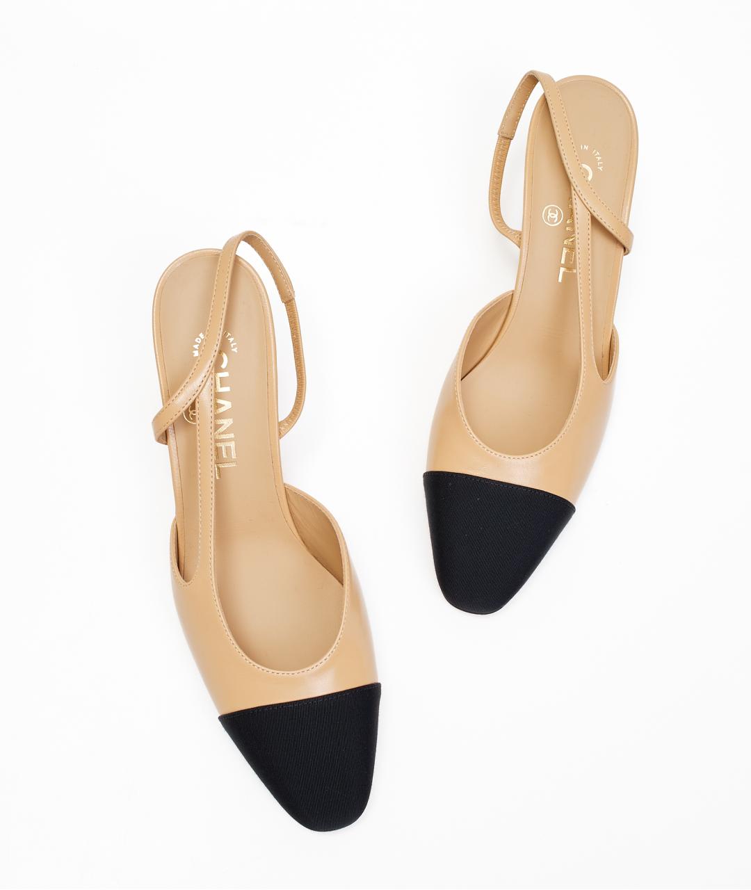 CHANEL Бежевые кожаные туфли, фото 5