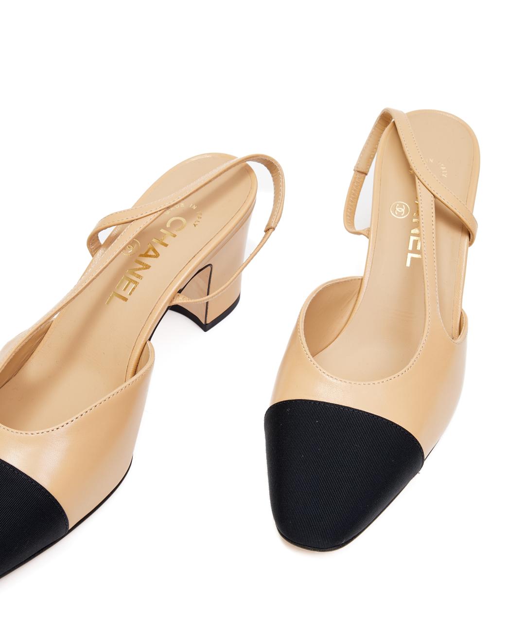 CHANEL Бежевые кожаные туфли, фото 4