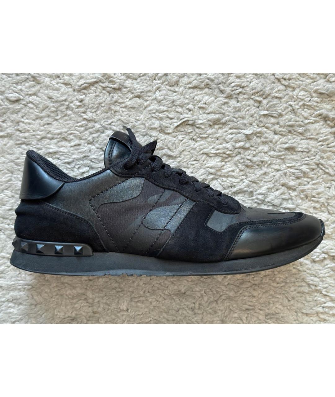 VALENTINO Черные кожаные низкие кроссовки / кеды, фото 6