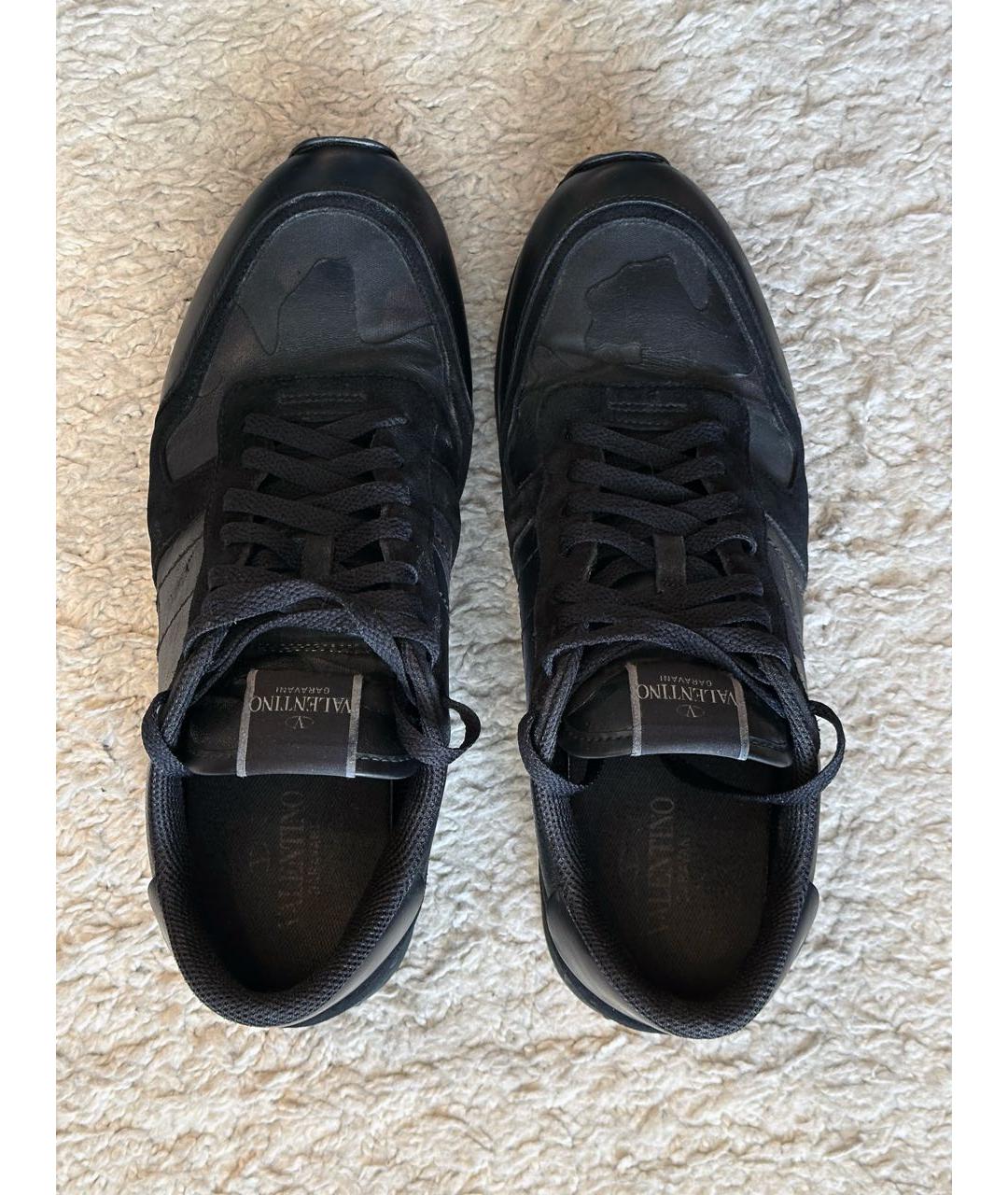 VALENTINO Черные кожаные низкие кроссовки / кеды, фото 3