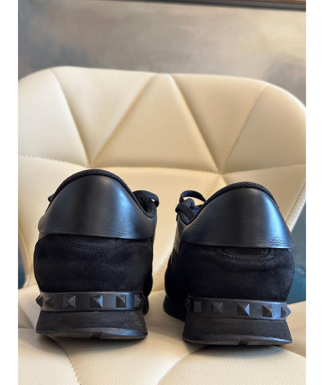 VALENTINO Черные кожаные низкие кроссовки / кеды, фото 4