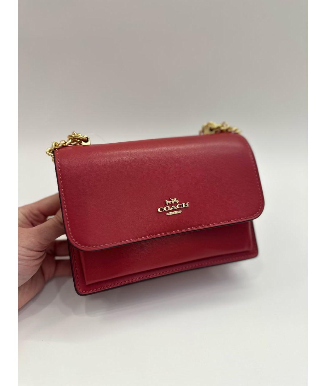 COACH Красная кожаная сумка через плечо, фото 4