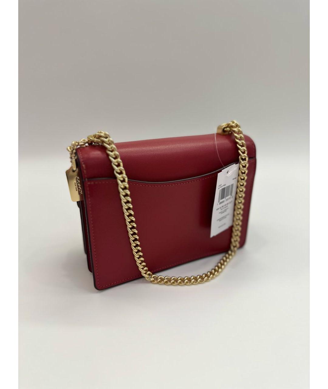 COACH Красная кожаная сумка через плечо, фото 5