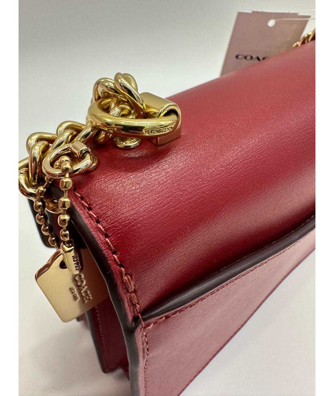 COACH Красная кожаная сумка через плечо, фото 7