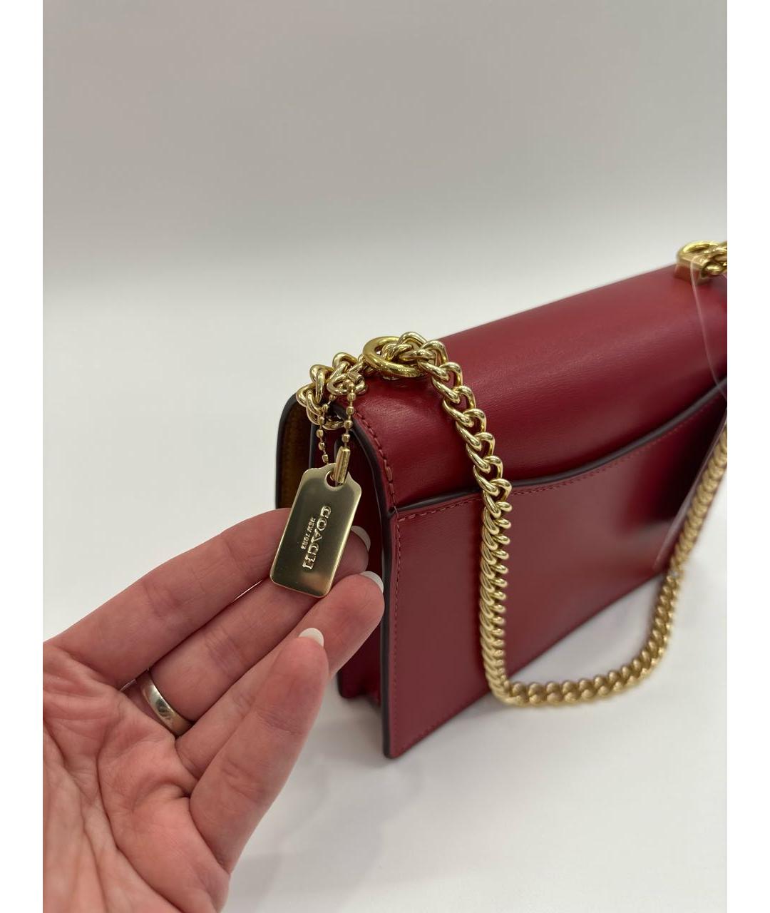 COACH Красная кожаная сумка через плечо, фото 6