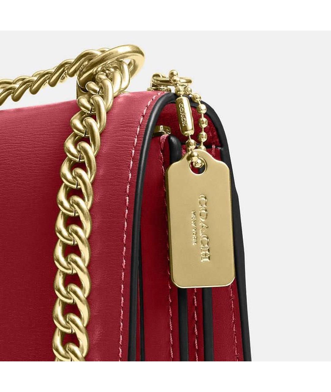 COACH Красная кожаная сумка через плечо, фото 2