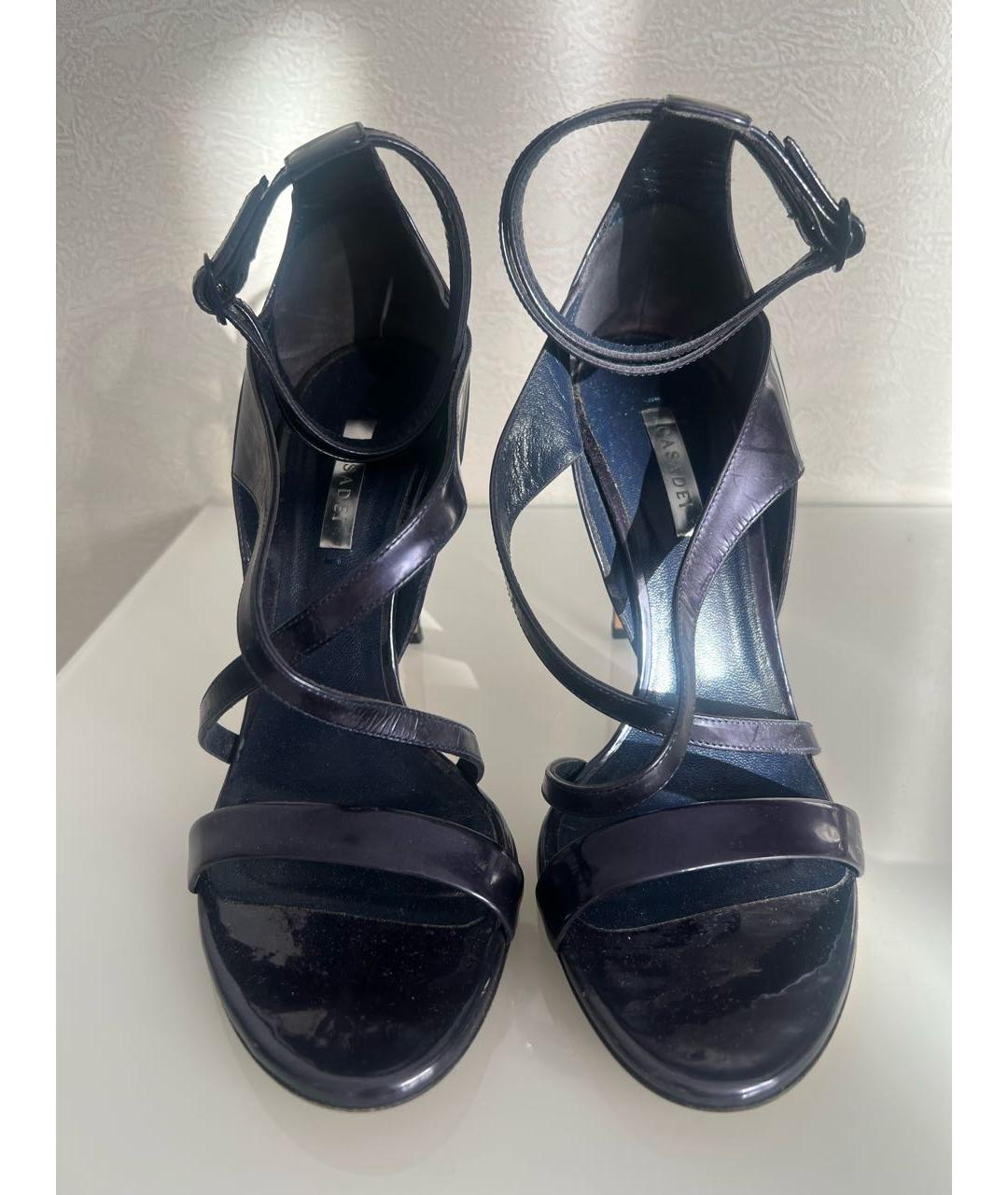 CASADEI Темно-синие кожаные босоножки, фото 2