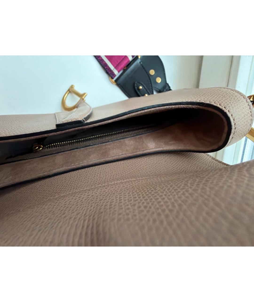 CHRISTIAN DIOR Бежевая кожаная сумка через плечо, фото 4