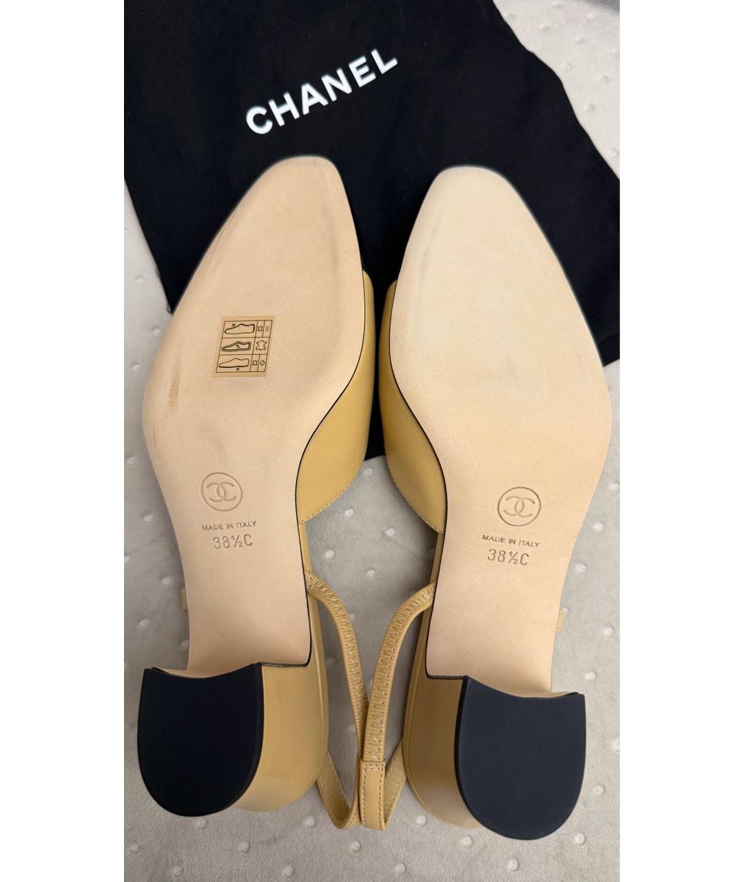 CHANEL Бежевые кожаные туфли, фото 3