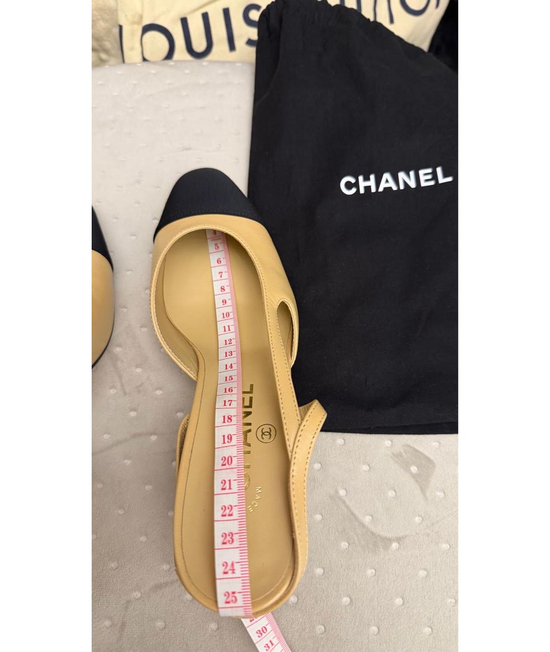 CHANEL Бежевые кожаные туфли, фото 4