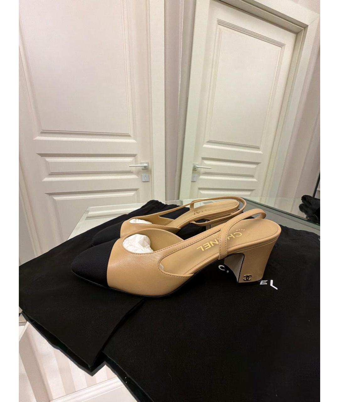 CHANEL Бежевые кожаные туфли, фото 5