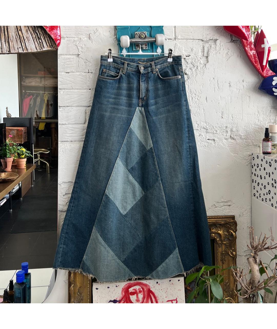 SAINT LAURENT Синяя деним юбка макси, фото 5