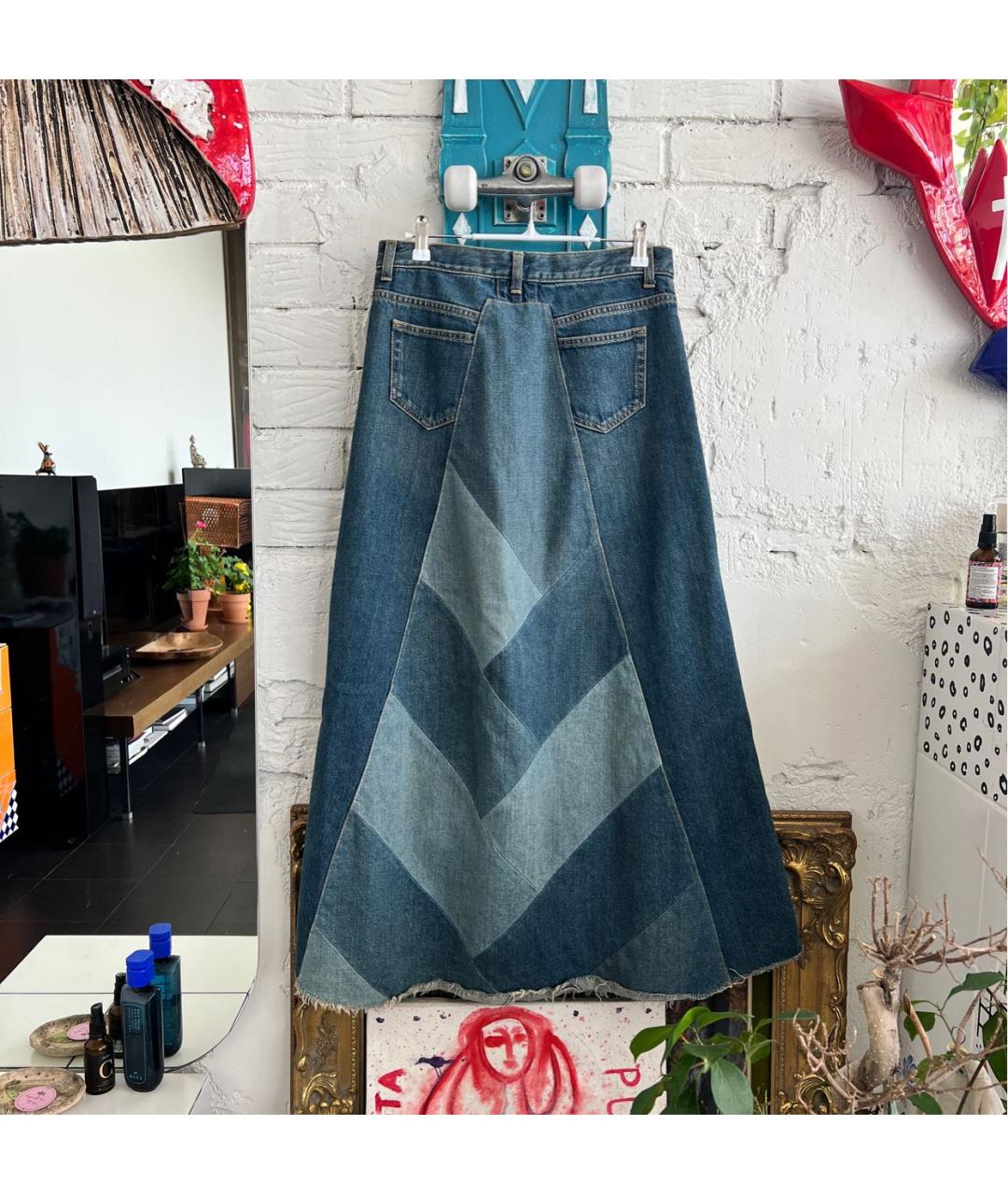 SAINT LAURENT Синяя деним юбка макси, фото 2