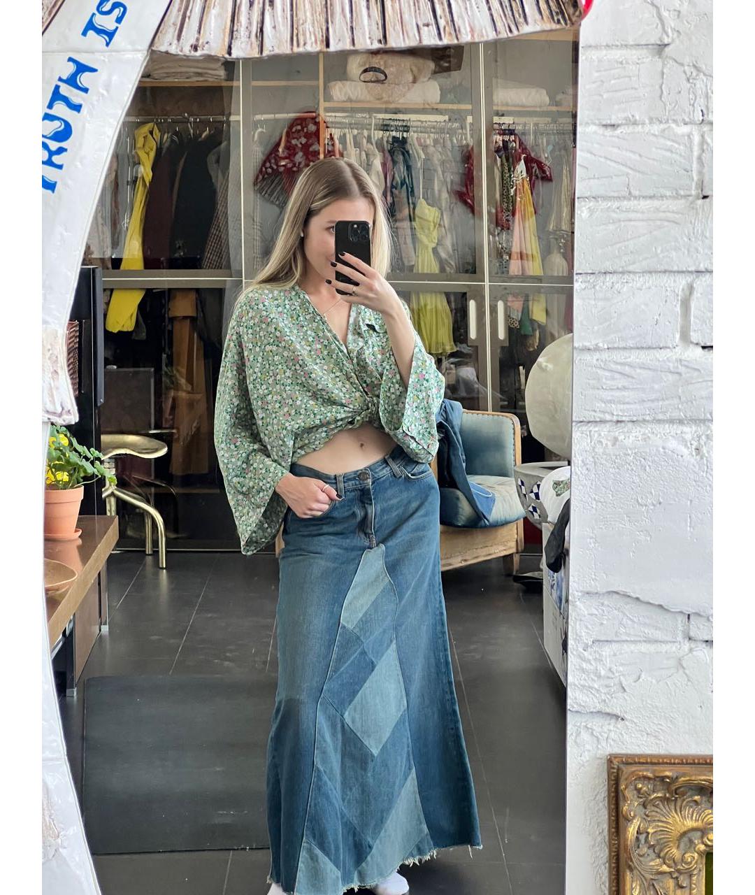 SAINT LAURENT Синяя деним юбка макси, фото 4