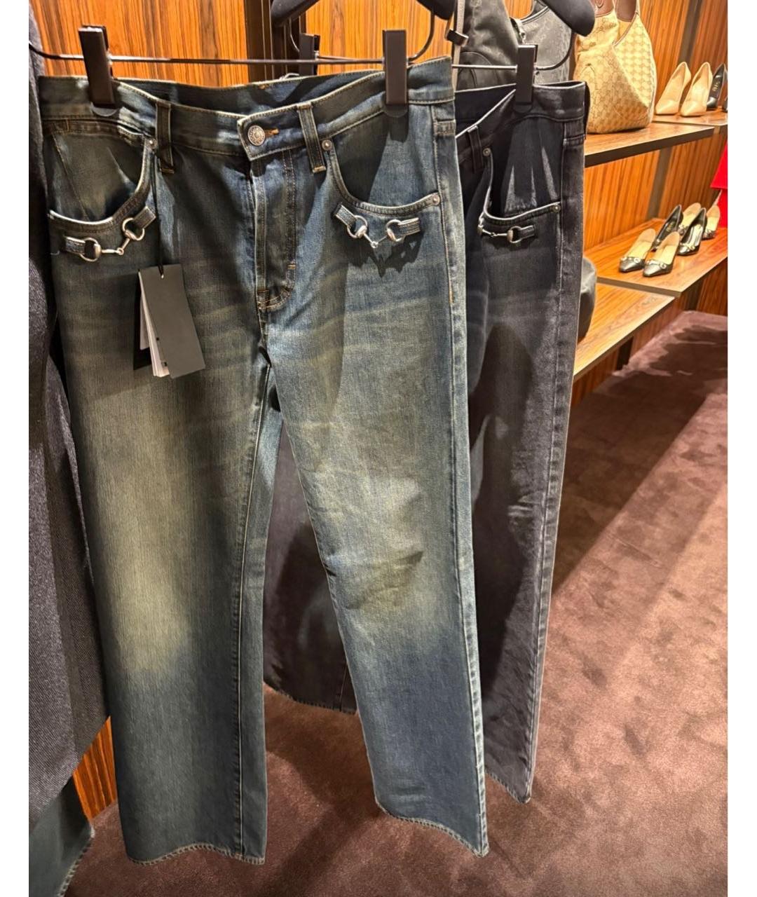 GUCCI Синие хлопковые прямые джинсы, фото 9