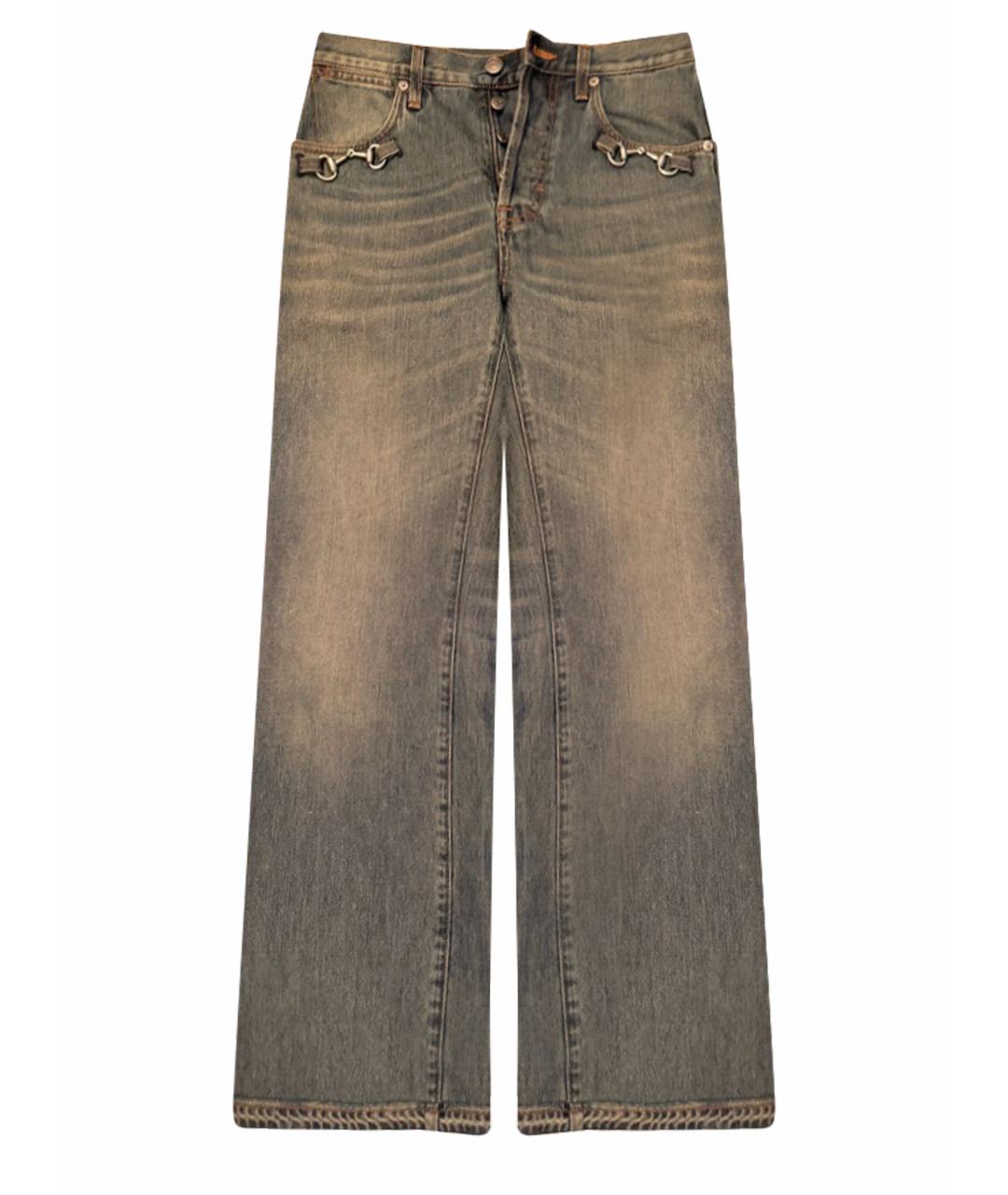 GUCCI Синие хлопковые прямые джинсы, фото 1