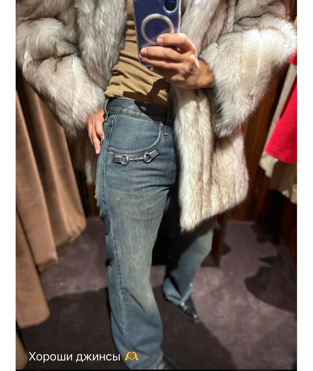 GUCCI Синие хлопковые прямые джинсы, фото 6