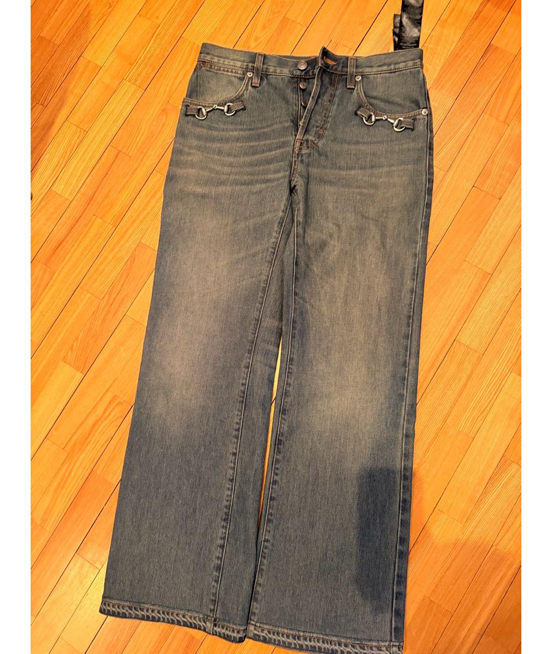 GUCCI Синие хлопковые прямые джинсы, фото 4