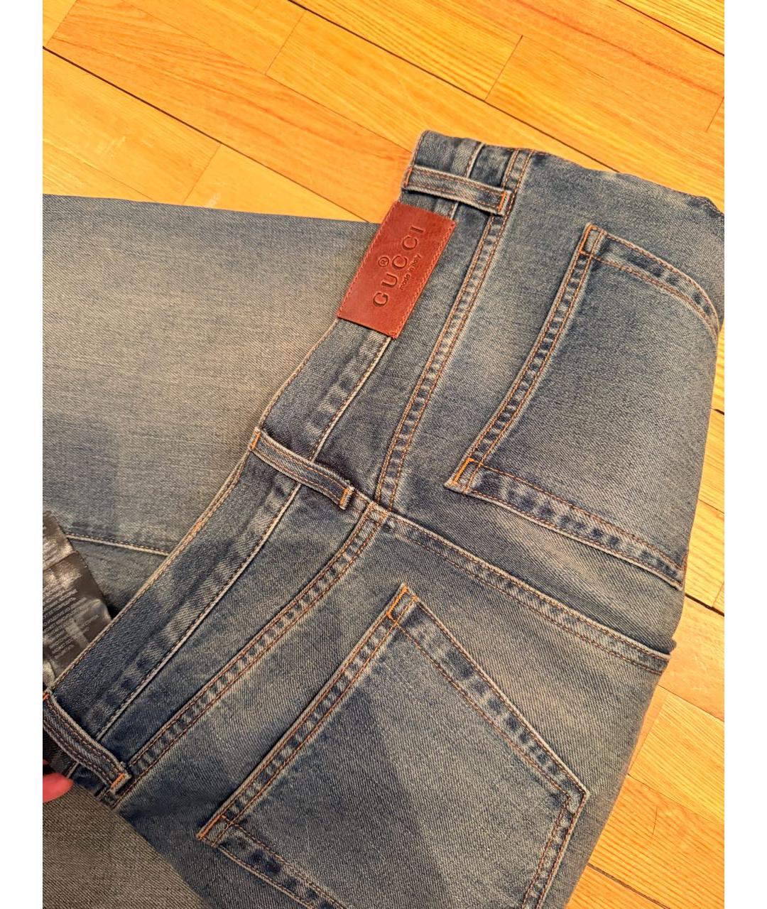 GUCCI Синие хлопковые прямые джинсы, фото 3