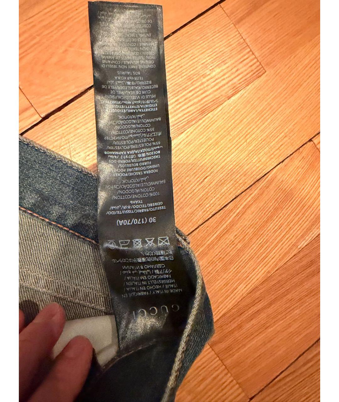 GUCCI Синие хлопковые прямые джинсы, фото 5