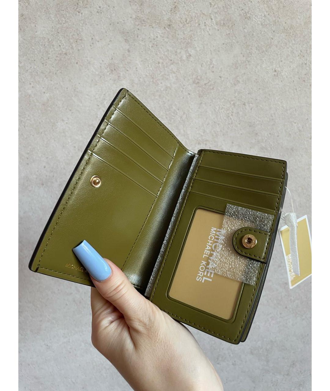 MICHAEL KORS Хаки кожаный кошелек, фото 4
