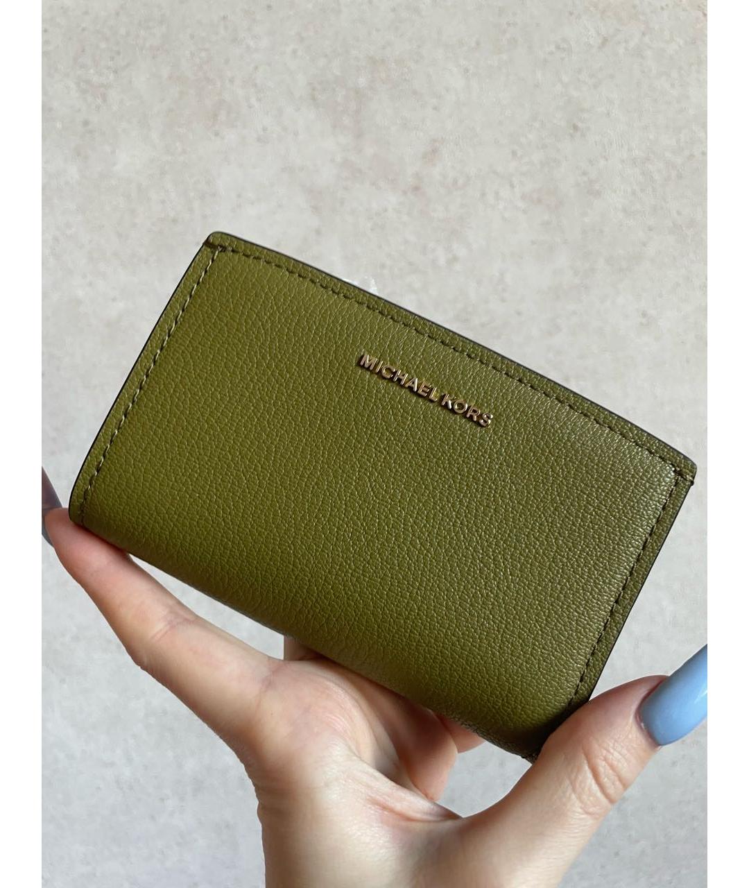 MICHAEL KORS Хаки кожаный кошелек, фото 9