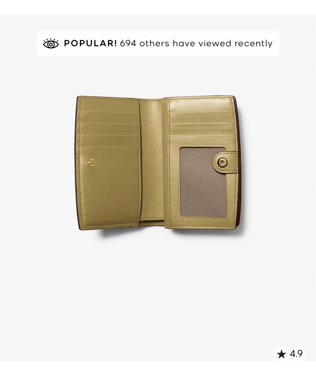 MICHAEL KORS Хаки кожаный кошелек, фото 7