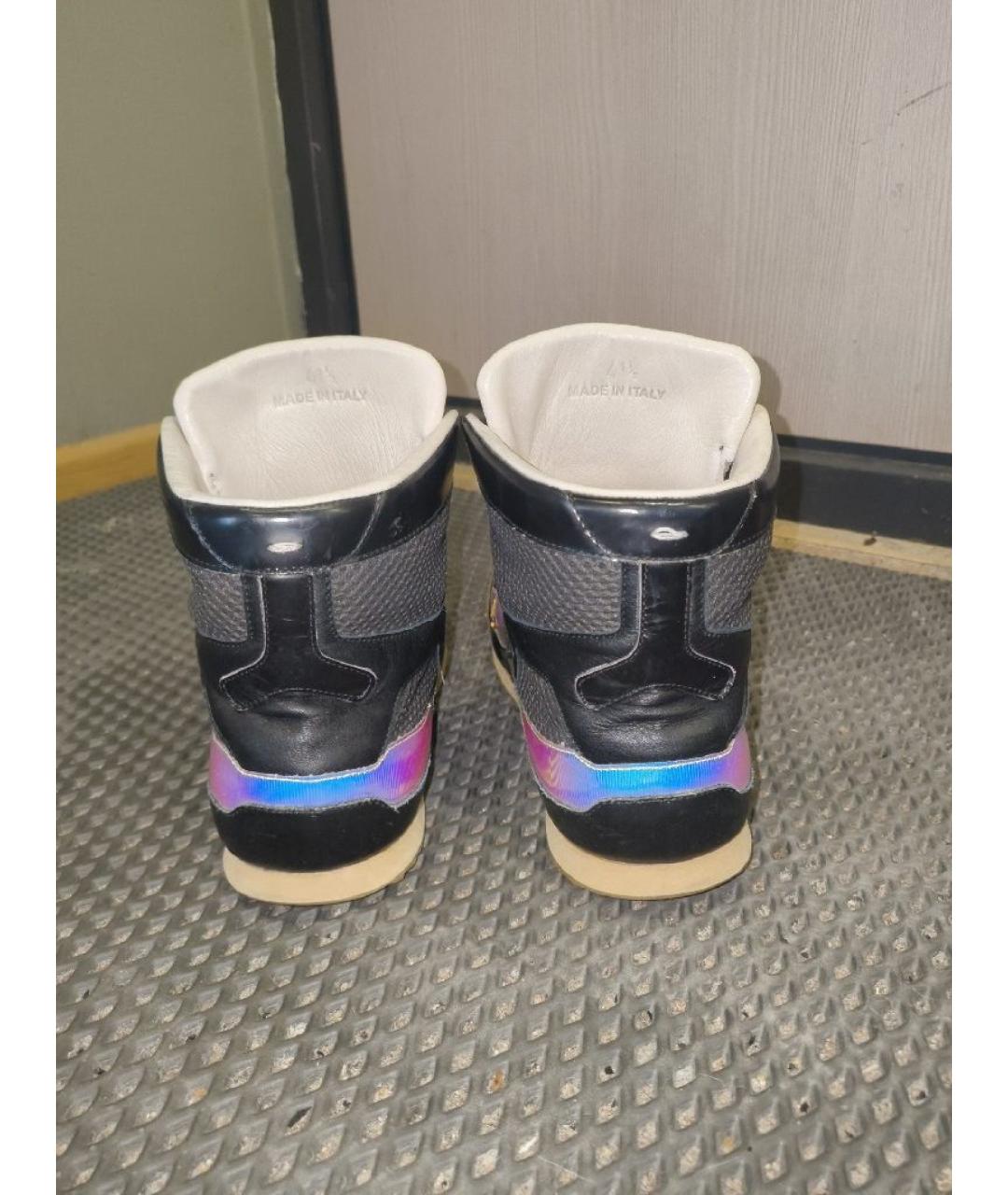 MAISON MARGIELA Черные кожаные высокие кроссовки / кеды, фото 4