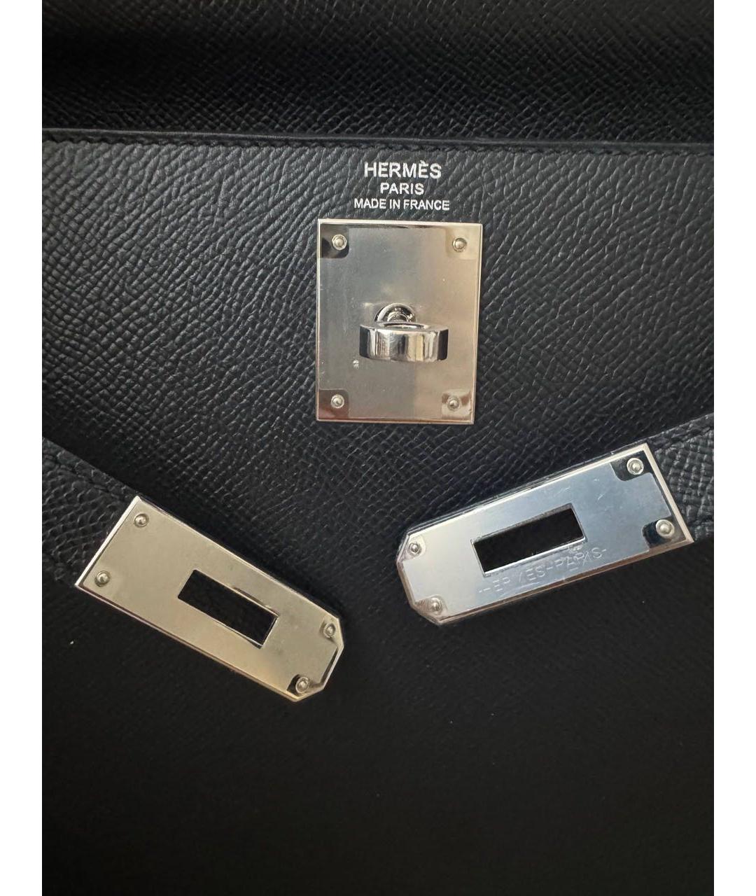 HERMES Черная кожаная сумка с короткими ручками, фото 8