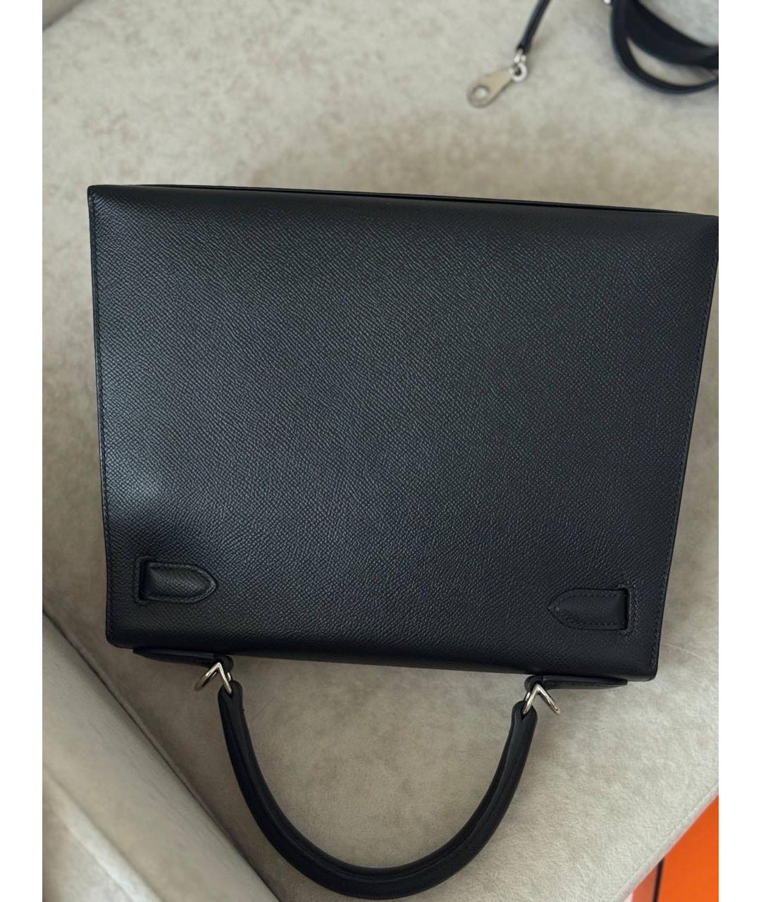 HERMES Черная кожаная сумка с короткими ручками, фото 3