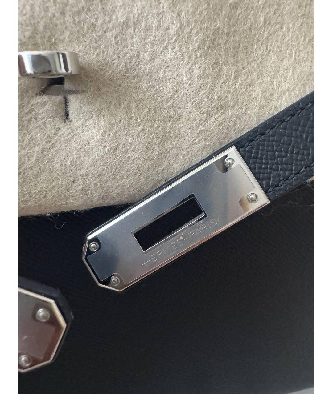 HERMES Черная кожаная сумка с короткими ручками, фото 7