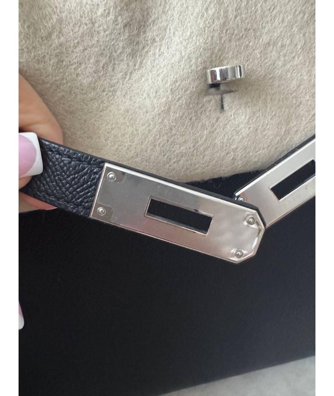 HERMES Черная кожаная сумка с короткими ручками, фото 6