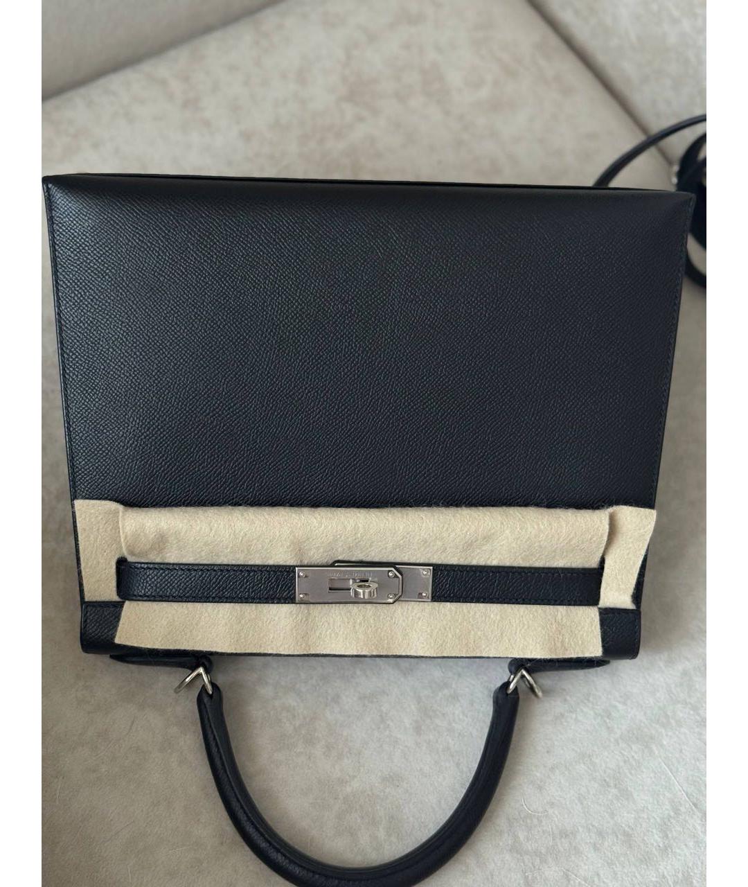 HERMES Черная кожаная сумка с короткими ручками, фото 2