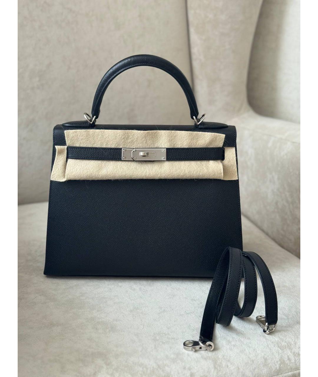 HERMES Черная кожаная сумка с короткими ручками, фото 9