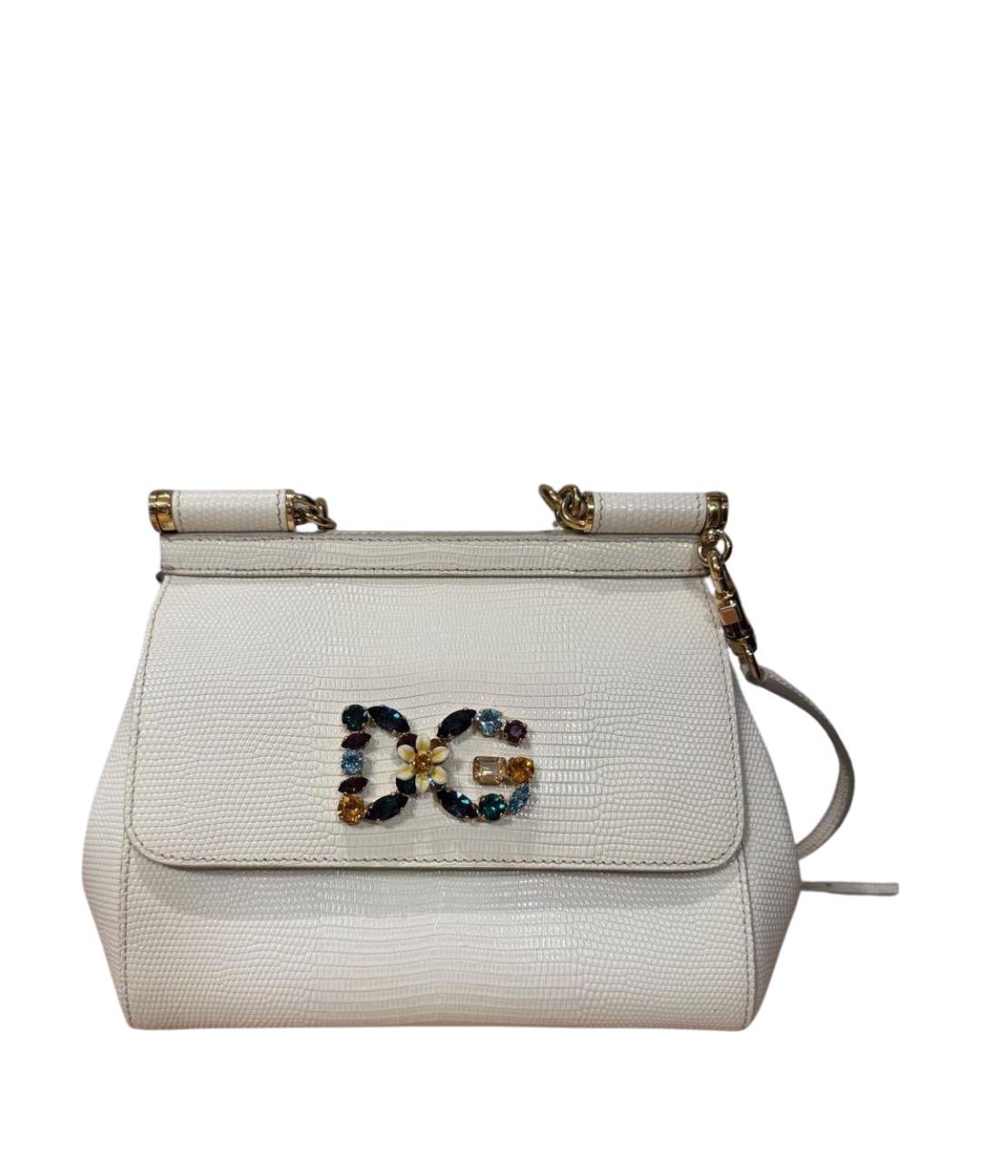 DOLCE&GABBANA Белая кожаная сумка с короткими ручками, фото 1