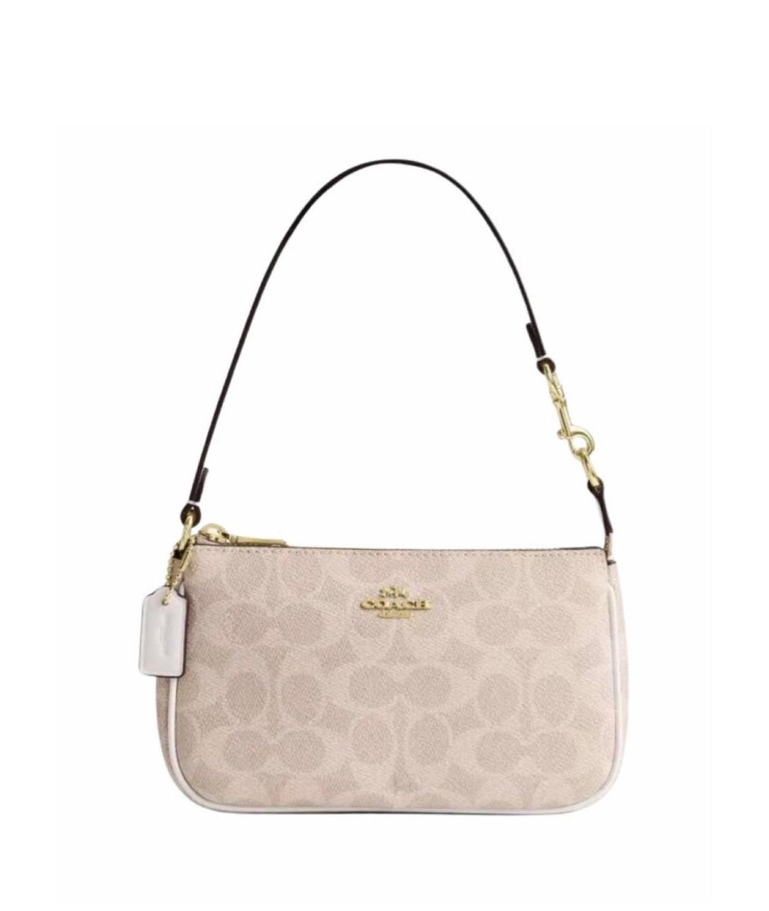 COACH Бежевая сумка с короткими ручками, фото 5