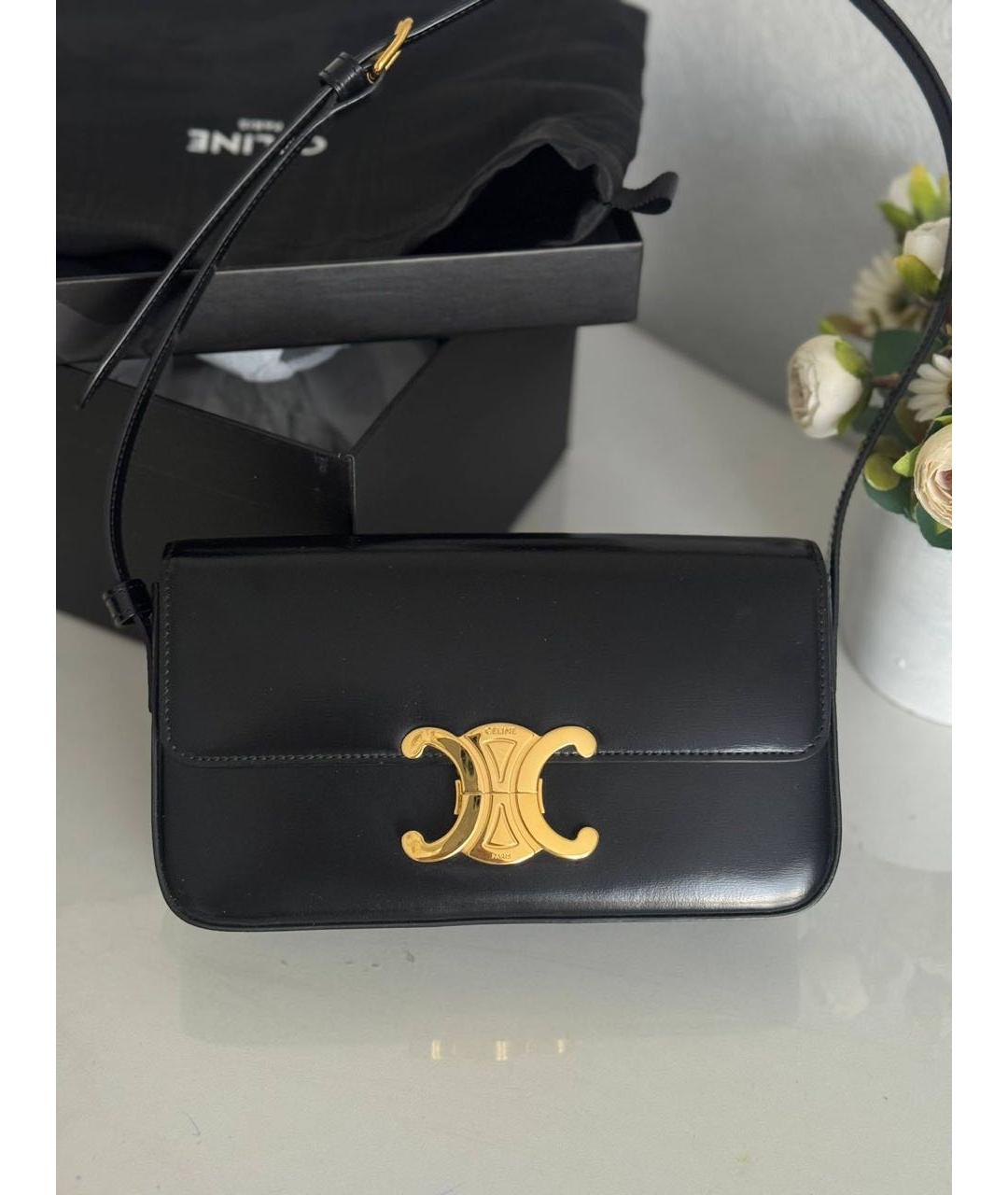 CELINE Черная кожаная сумка через плечо, фото 9