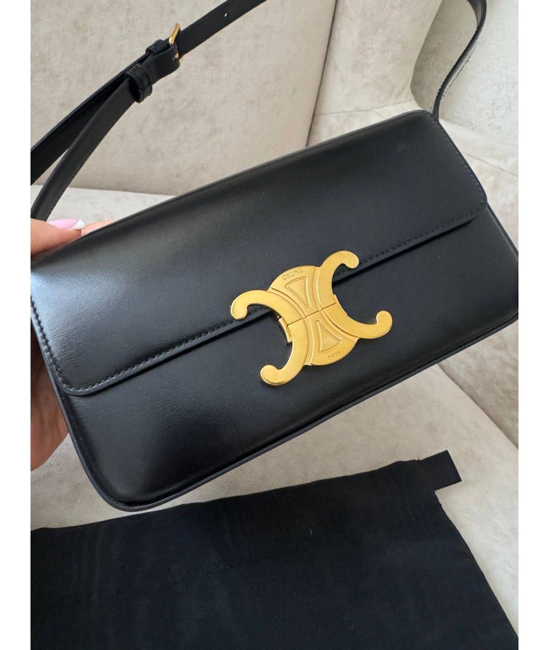 CELINE Черная кожаная сумка через плечо, фото 4