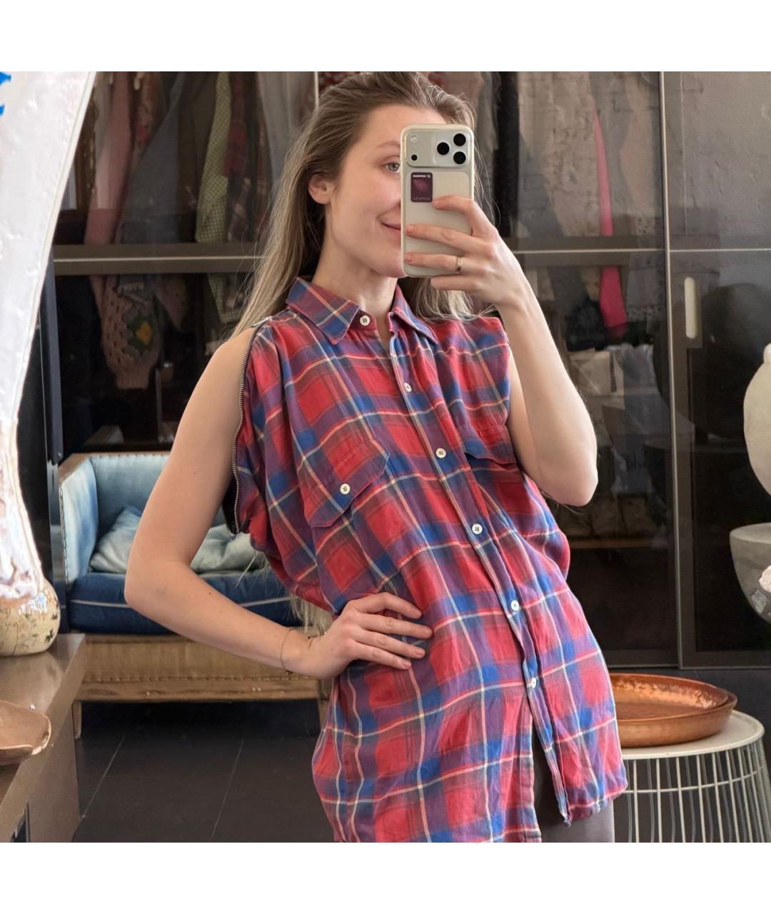 R13 Красная хлопковая рубашка, фото 5