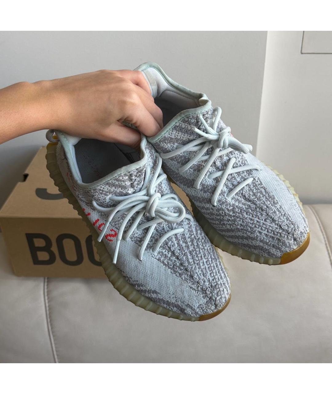 ADIDAS YEEZY Голубые текстильные кроссовки, фото 3