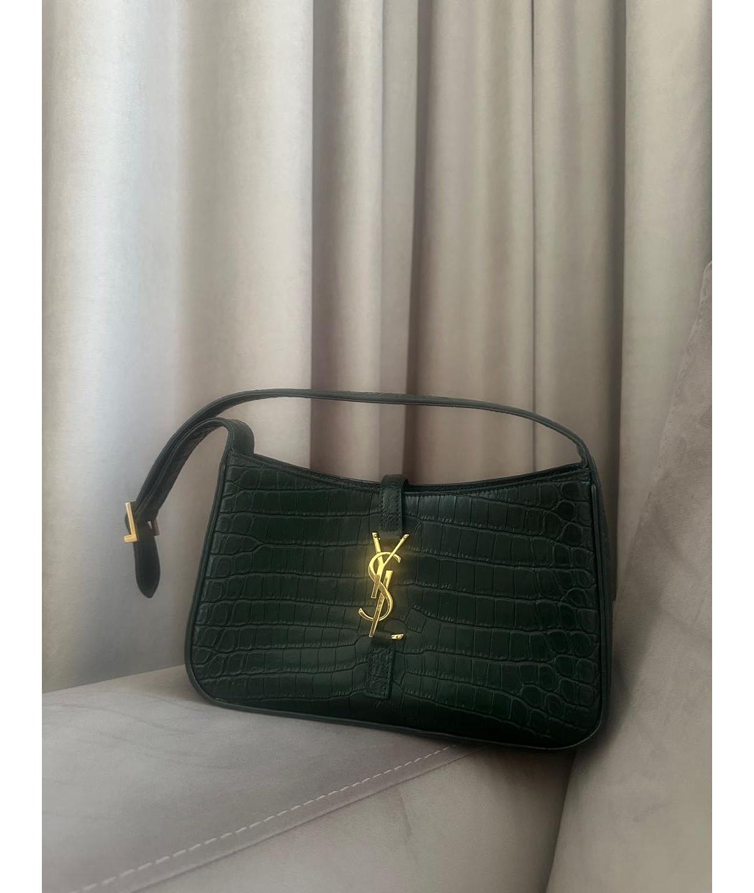 SAINT LAURENT Зеленая кожаная сумка через плечо, фото 5