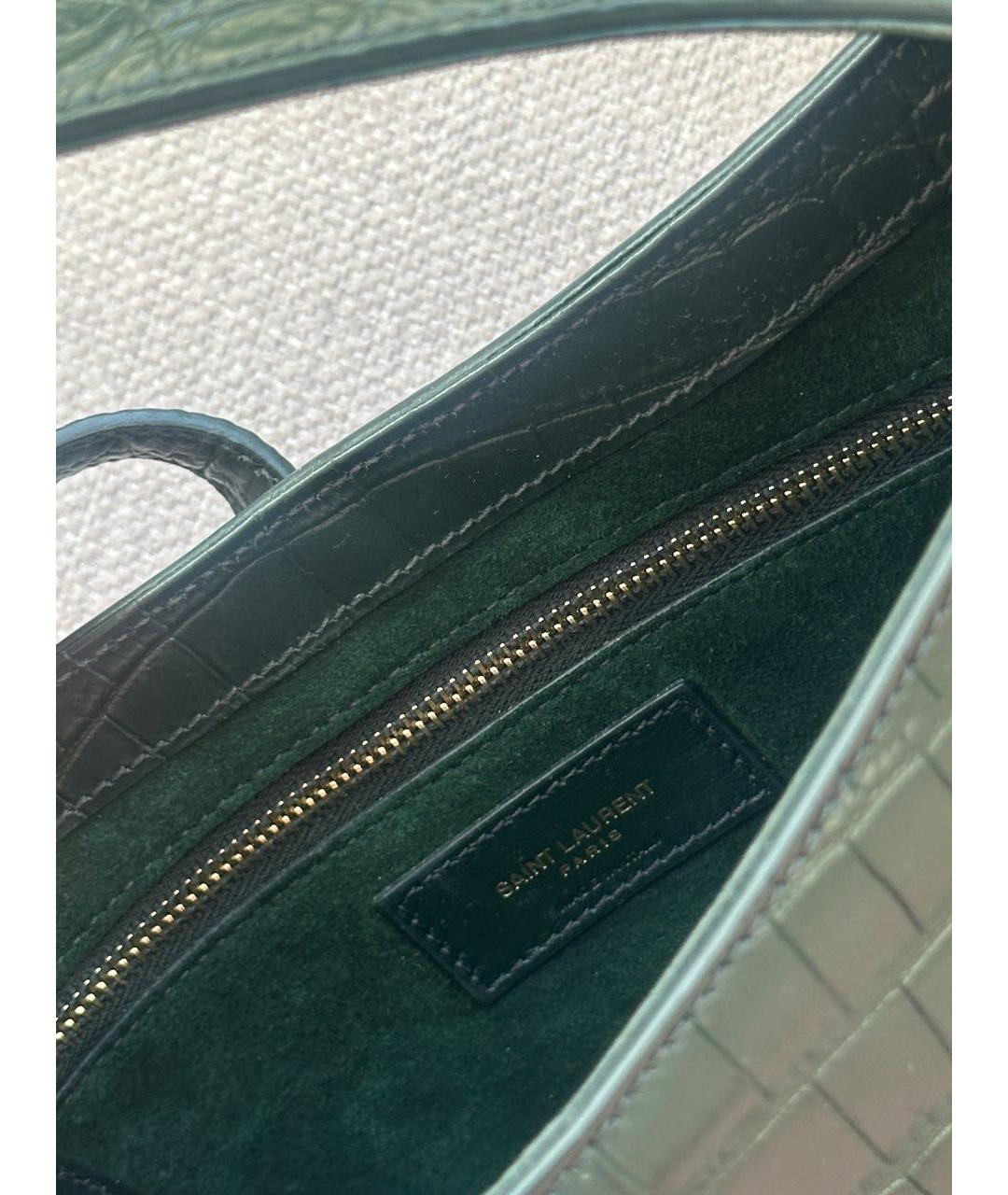SAINT LAURENT Зеленая кожаная сумка через плечо, фото 4