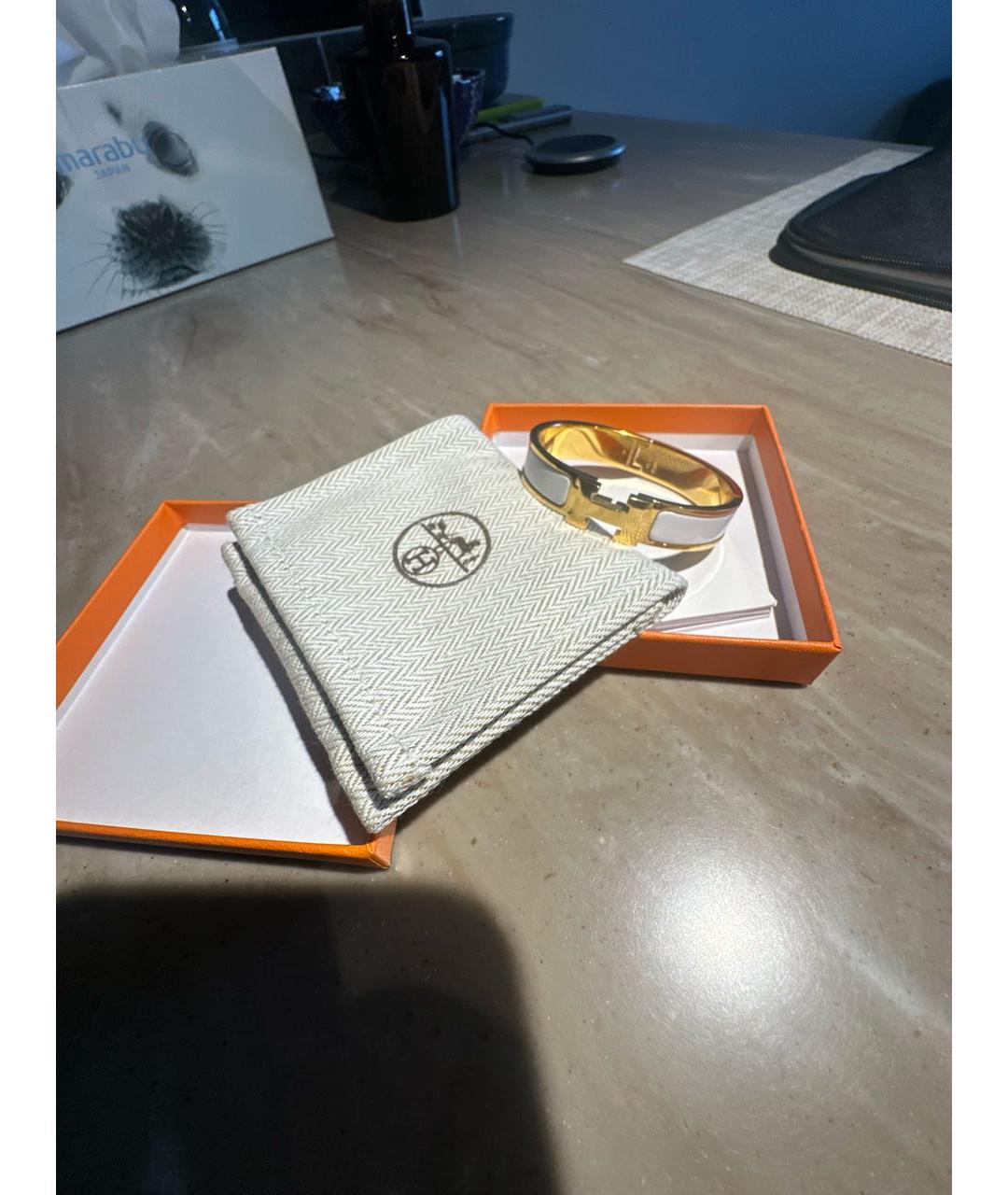 HERMES Белый металлический браслет, фото 4