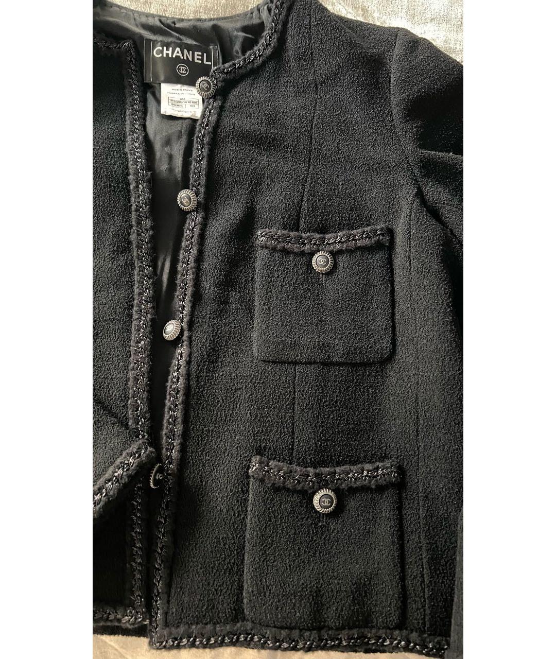 CHANEL Черный шерстяной жакет/пиджак, фото 4