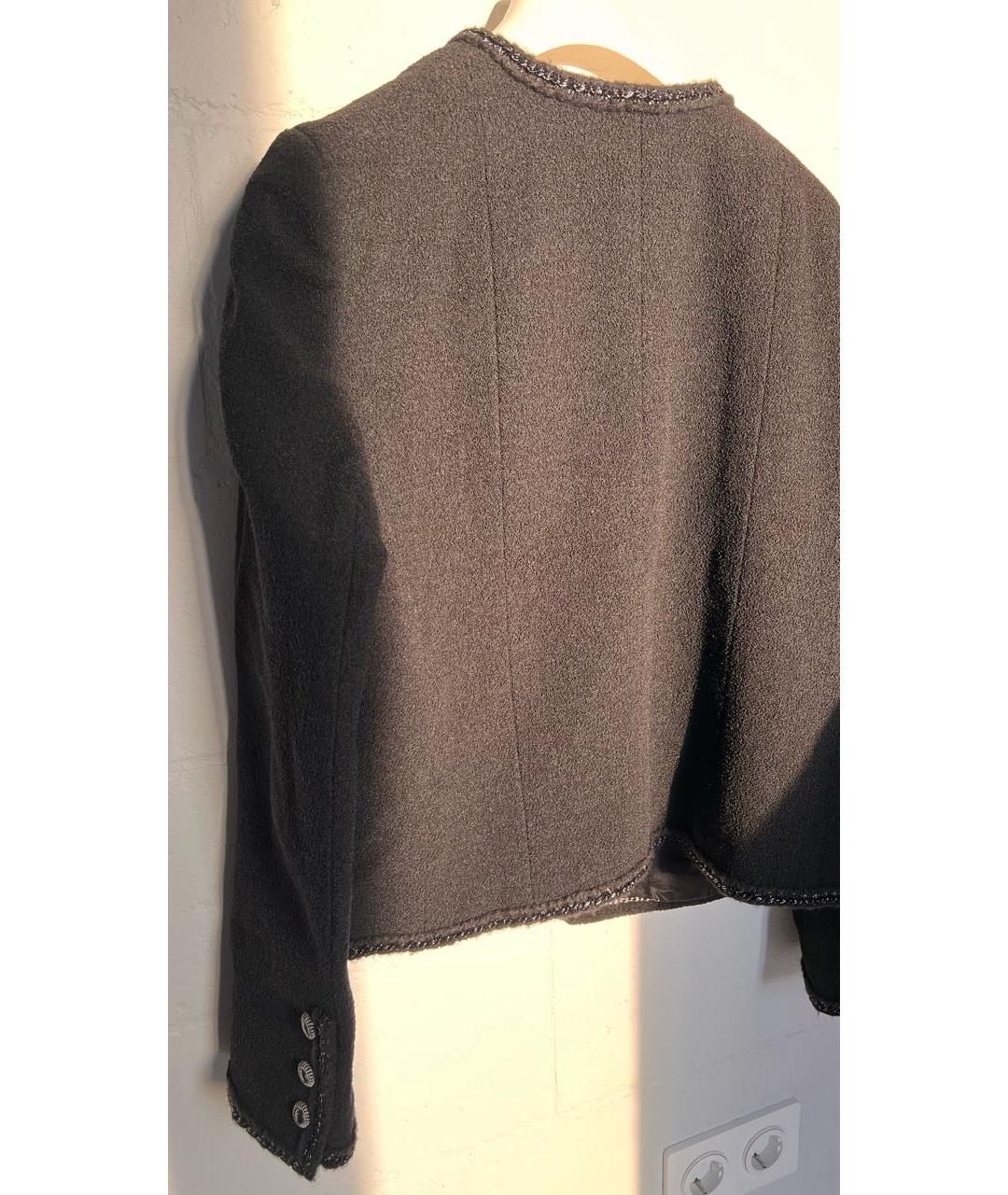 CHANEL Черный шерстяной жакет/пиджак, фото 2