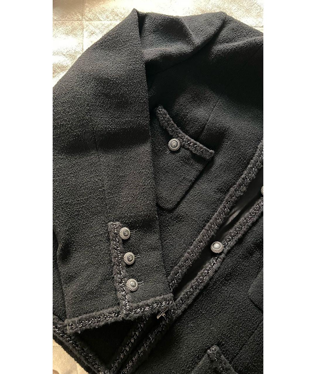 CHANEL Черный шерстяной жакет/пиджак, фото 5