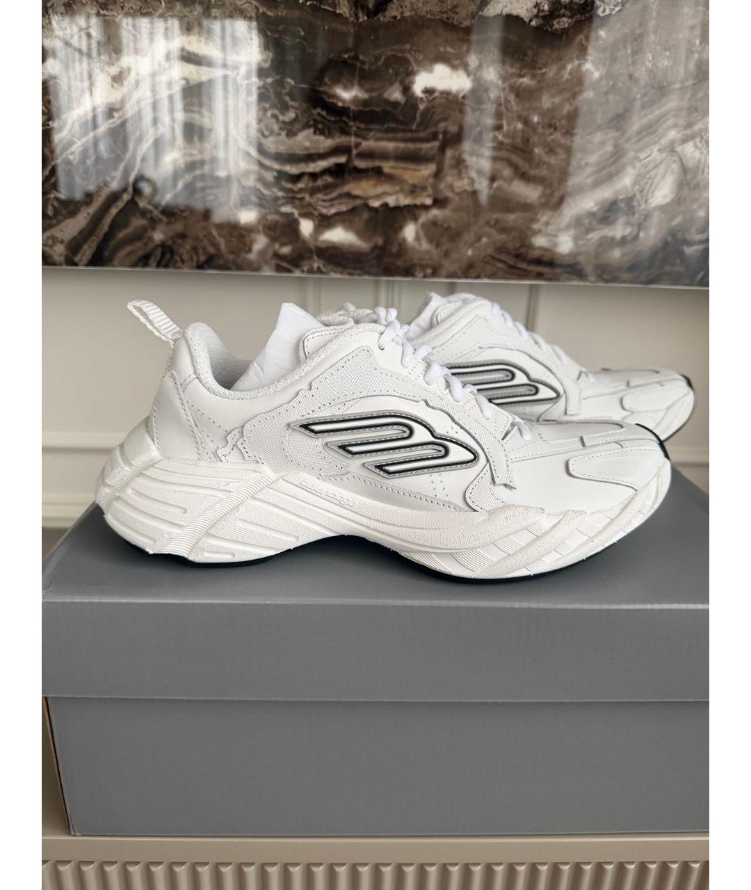 BALENCIAGA Белые кожаные кроссовки, фото 7