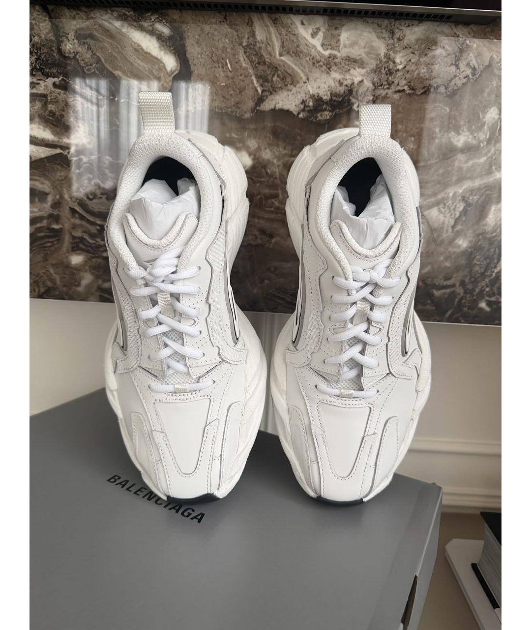 BALENCIAGA Белые кожаные кроссовки, фото 3