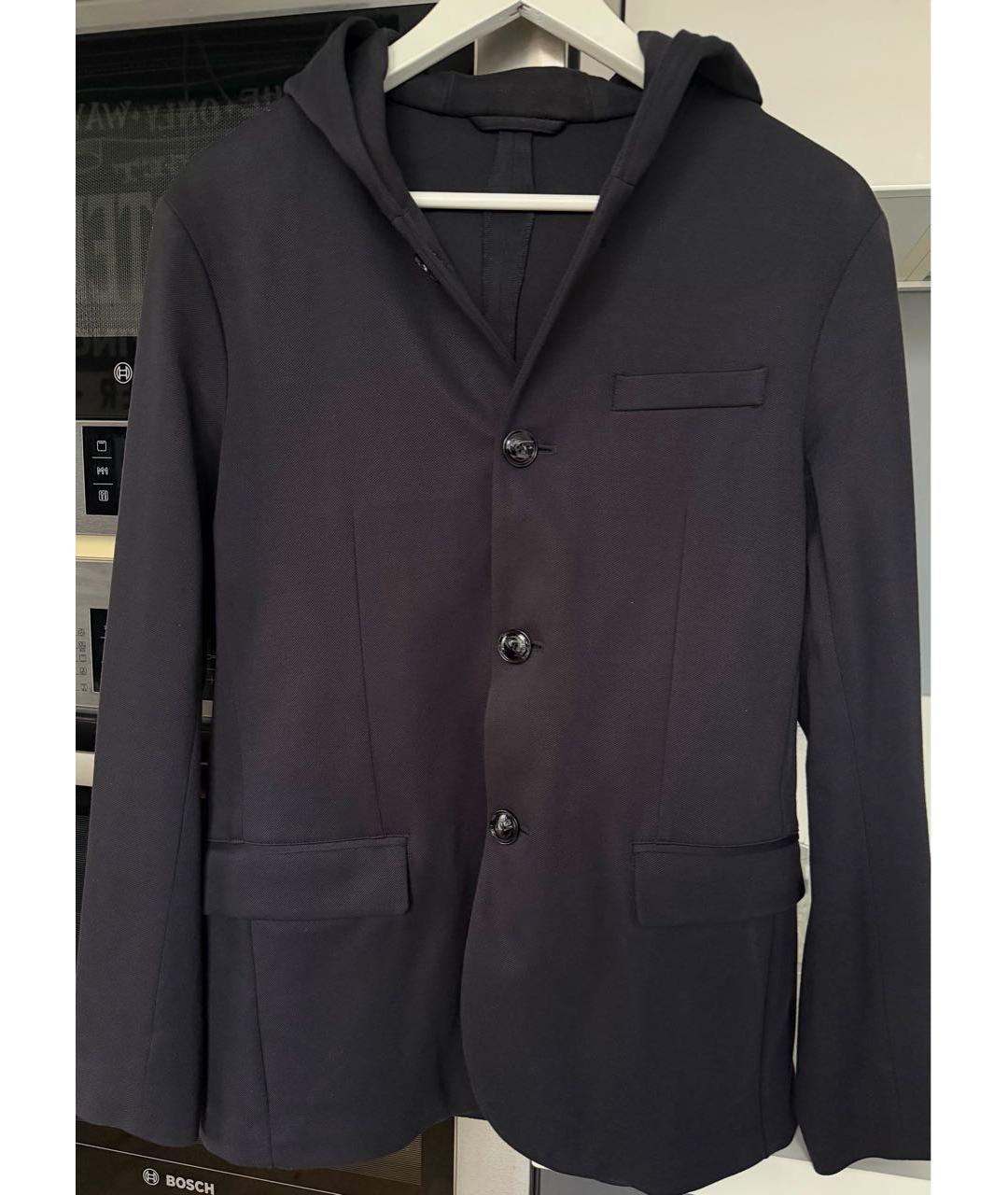 EMPORIO ARMANI Темно-синий полиэстеровый пиджак, фото 6