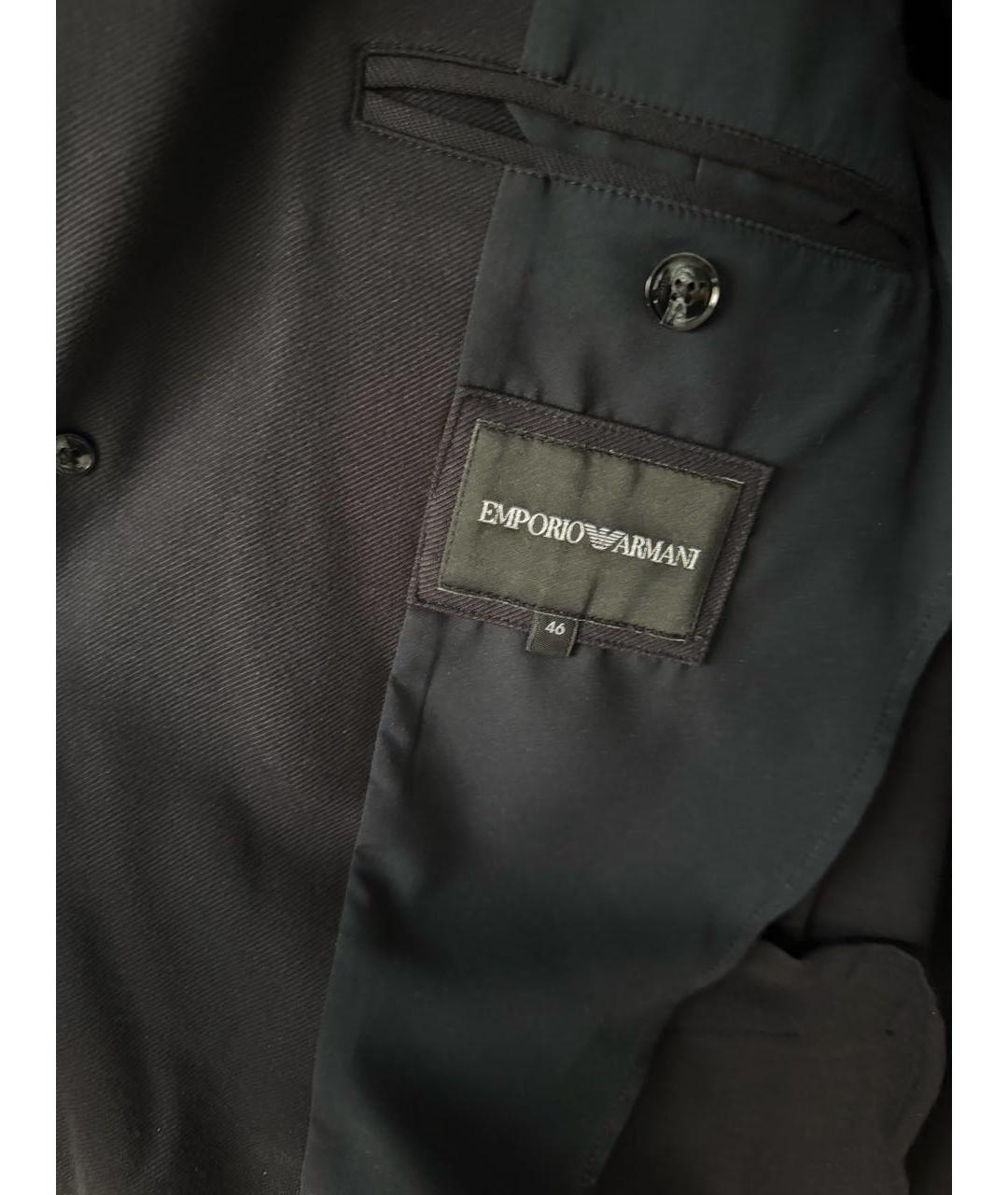 EMPORIO ARMANI Темно-синий полиэстеровый пиджак, фото 3